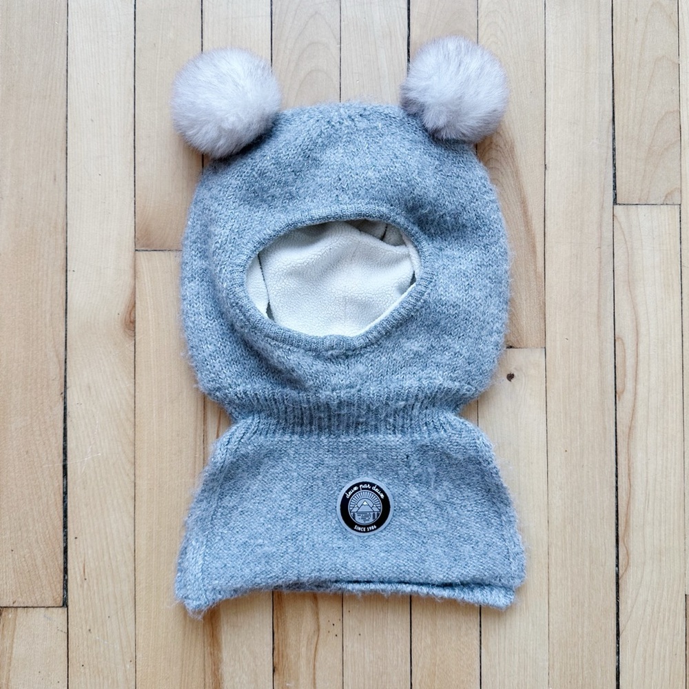 Deux Par Deux Knit Balaclava in Heather Grey - Picture 2 of 6